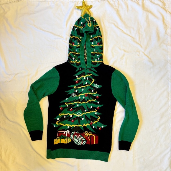 Ugly Christmas Sweater Tree Hoodie – Men’s Medium - Picture 1 of 7
